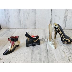 Stiletto heel shoe black set fashionista ornaments Xmas tree